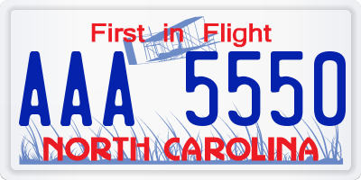 NC license plate AAA5550