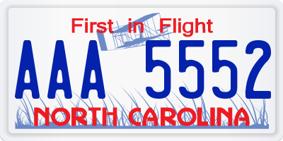 NC license plate AAA5552