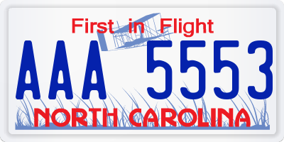 NC license plate AAA5553