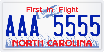 NC license plate AAA5555