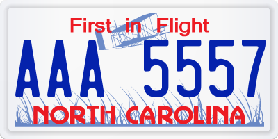 NC license plate AAA5557