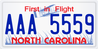 NC license plate AAA5559