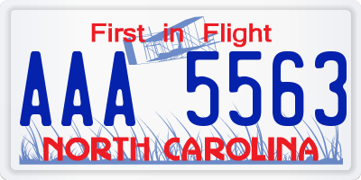 NC license plate AAA5563