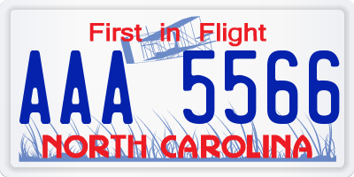 NC license plate AAA5566