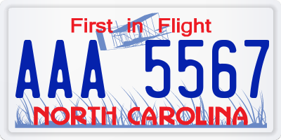 NC license plate AAA5567