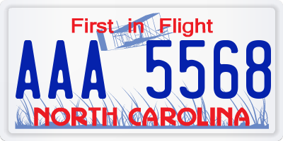 NC license plate AAA5568