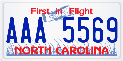 NC license plate AAA5569