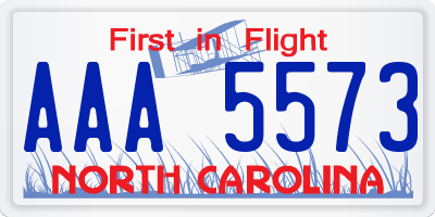 NC license plate AAA5573