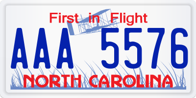 NC license plate AAA5576