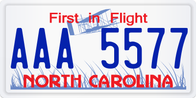 NC license plate AAA5577