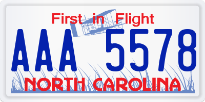 NC license plate AAA5578