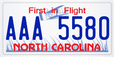 NC license plate AAA5580