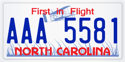 NC license plate AAA5581