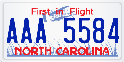 NC license plate AAA5584
