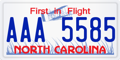 NC license plate AAA5585