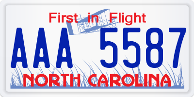 NC license plate AAA5587