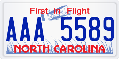 NC license plate AAA5589