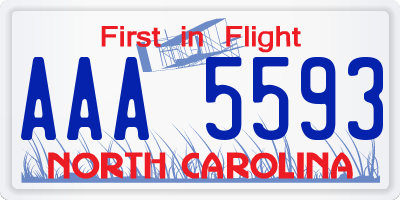 NC license plate AAA5593