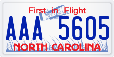 NC license plate AAA5605