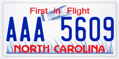 NC license plate AAA5609