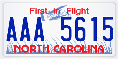 NC license plate AAA5615