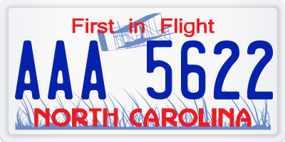 NC license plate AAA5622