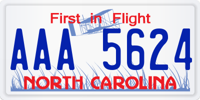 NC license plate AAA5624
