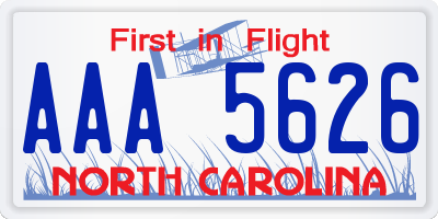 NC license plate AAA5626