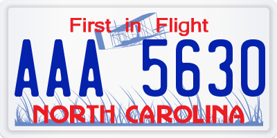 NC license plate AAA5630