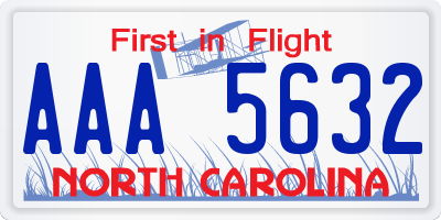 NC license plate AAA5632