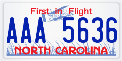 NC license plate AAA5636