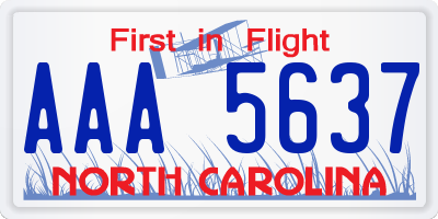 NC license plate AAA5637