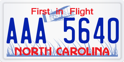 NC license plate AAA5640