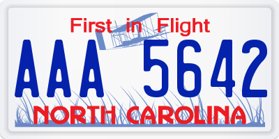 NC license plate AAA5642