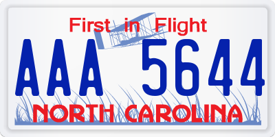 NC license plate AAA5644