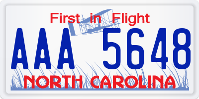 NC license plate AAA5648