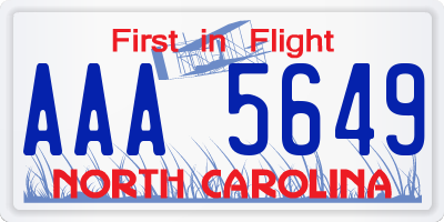 NC license plate AAA5649