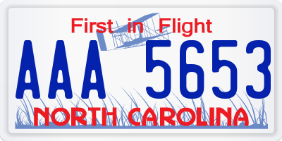NC license plate AAA5653