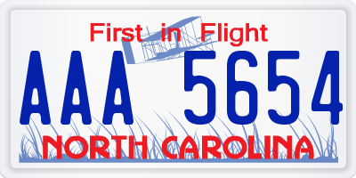 NC license plate AAA5654