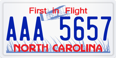 NC license plate AAA5657