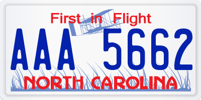 NC license plate AAA5662