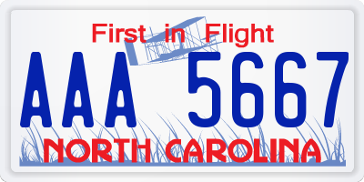 NC license plate AAA5667