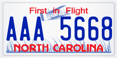 NC license plate AAA5668