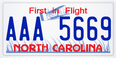 NC license plate AAA5669