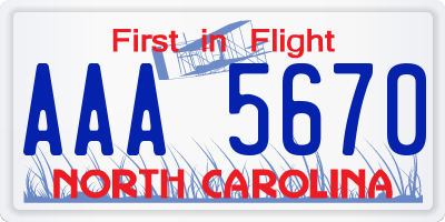 NC license plate AAA5670