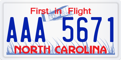 NC license plate AAA5671