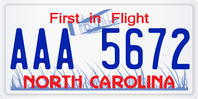 NC license plate AAA5672