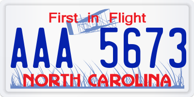 NC license plate AAA5673