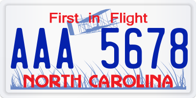 NC license plate AAA5678