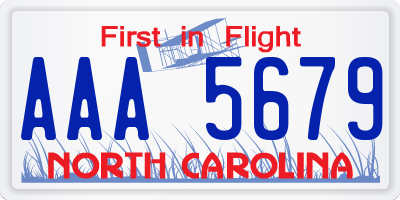 NC license plate AAA5679